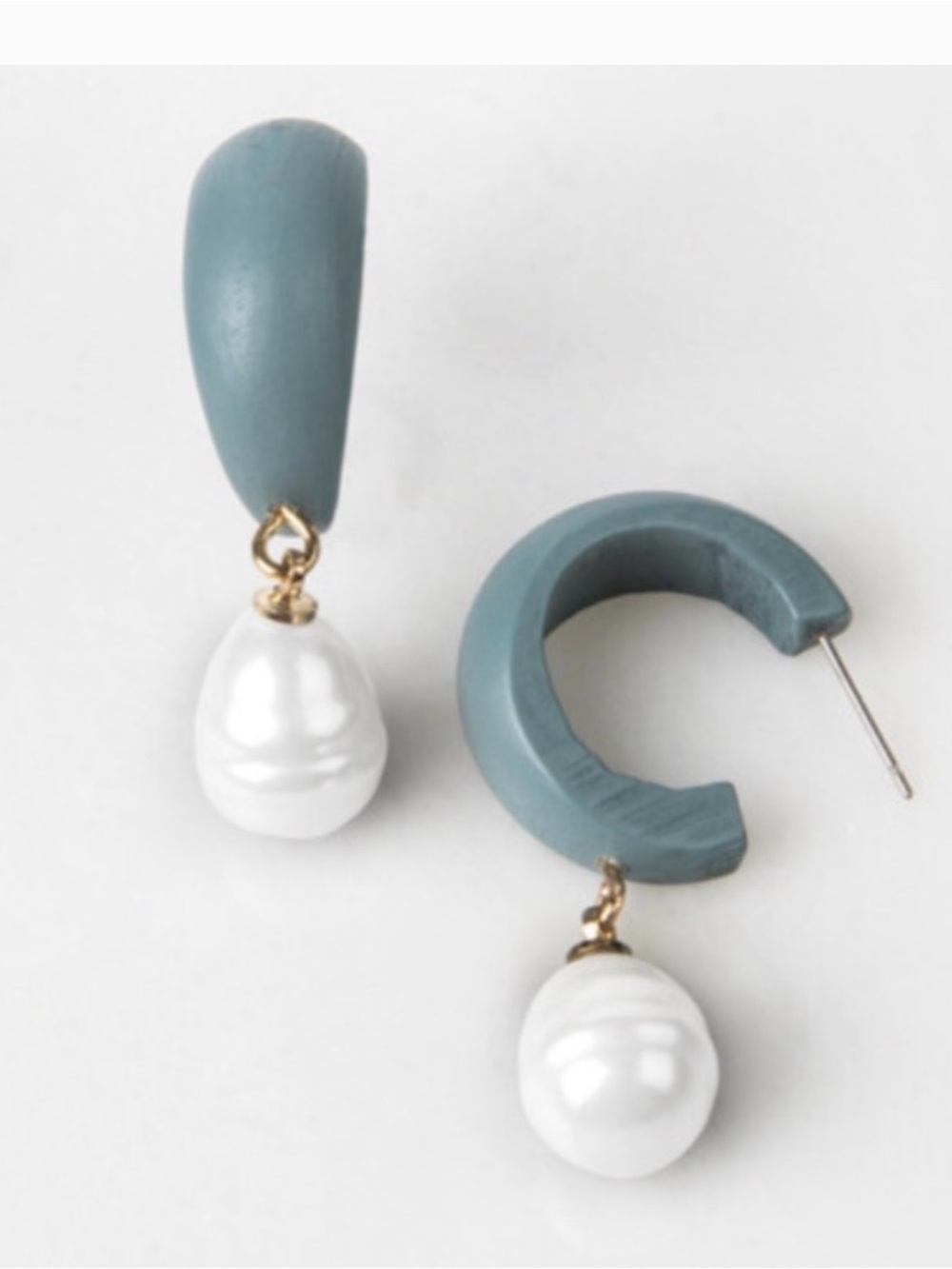 NWT Pearl Drop Navy Hoop Earrings by